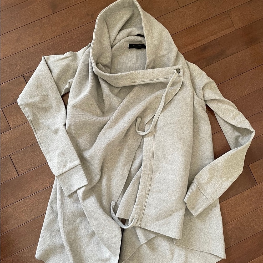 All saints light grey cotton irregular cardigan size XS